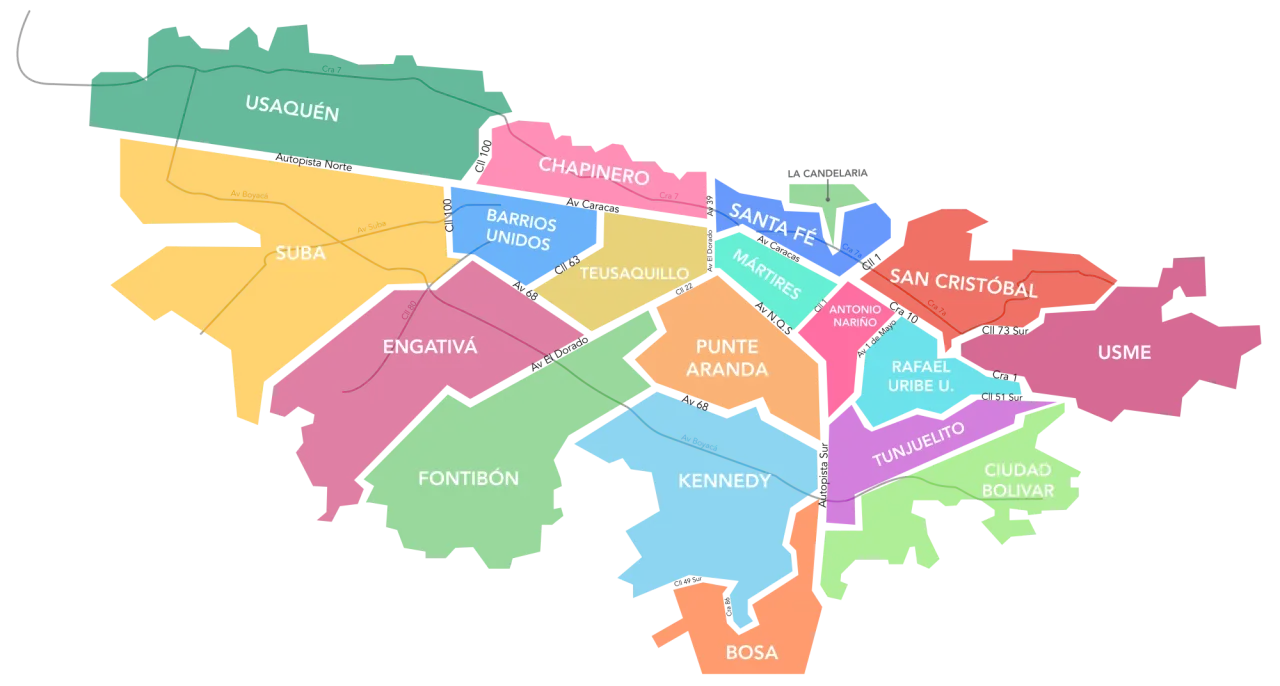 Localidades de Bogotá, Colegios en el centro de Bogotá